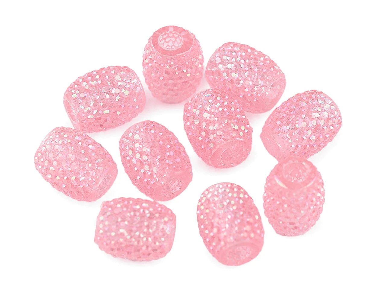 Image de perles décoratives brillantes à gros trou 13×15 mm – disponible chez Šarlotes audumi