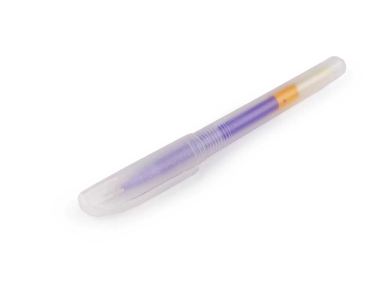 Image of a tailor’s disappearing ink pen, which disappears with heat – available at Charlotte’s Fabrics