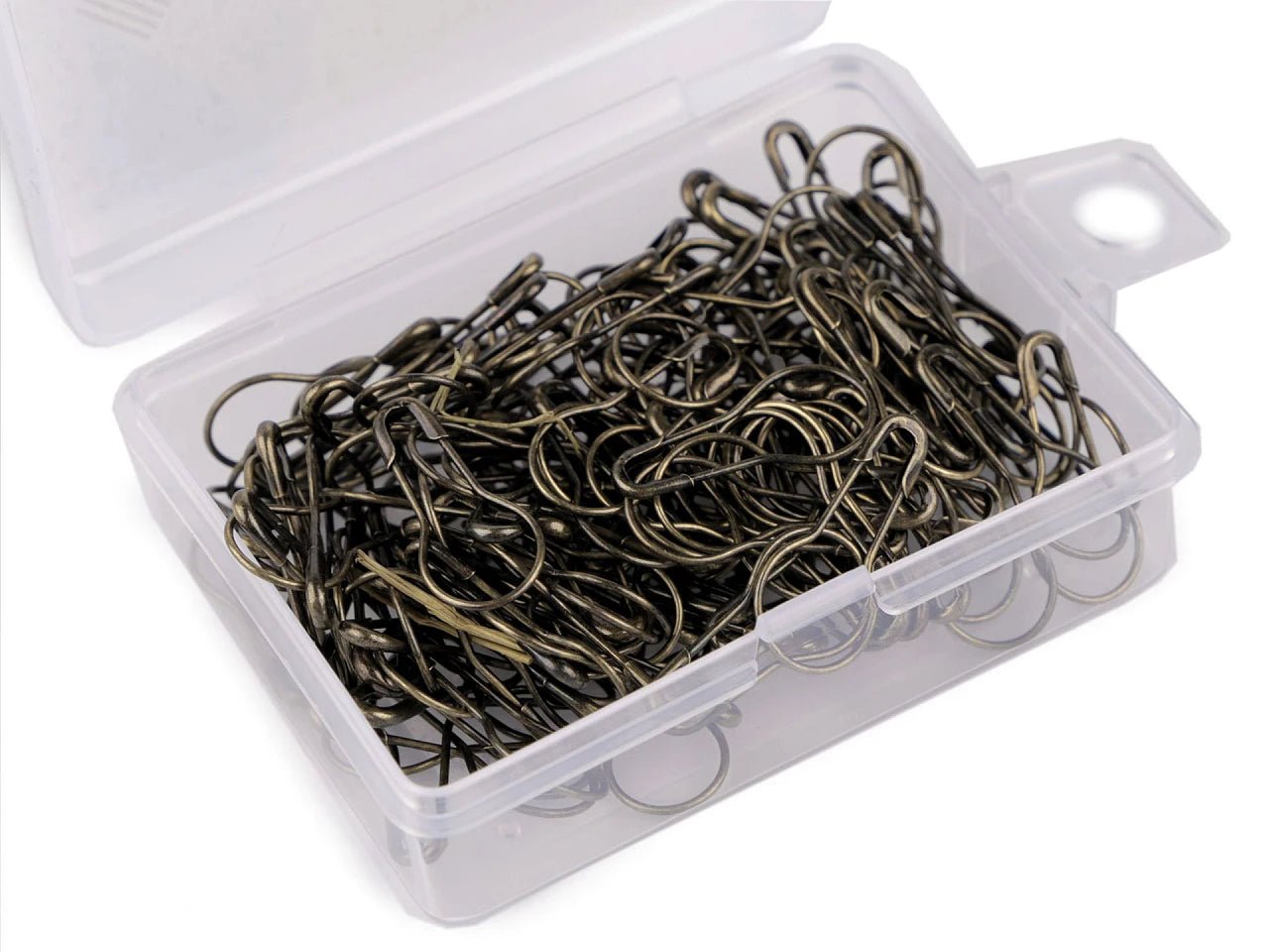 Image with safety pins in a box, 22 mm (approx. 150 pcs.) – available at Charlotte's Fabrics