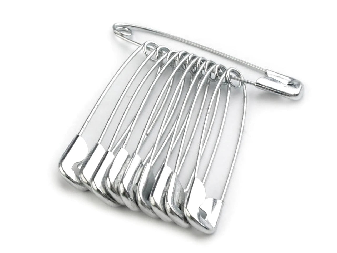 Image d'épingles de sûreté, trombones 45 mm - argent (lot de 10) – disponible chez Šarlotes audumi
