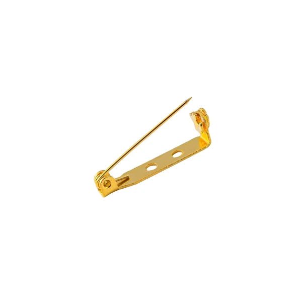 Image with safety pin brooch pins for making accessories 5x34 mm, gold (pack of 2 pcs) – available online at Charlotte's Fabrics