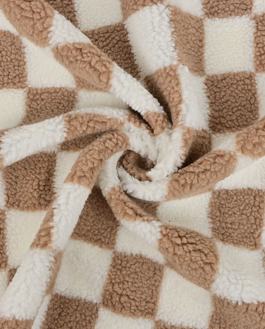Teddy Fleece Beige Checks