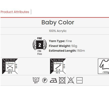 Yarn Art Baby Color yarn - 150 m 50g #204