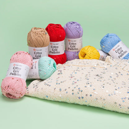 Image of YarnArt Cotton Gold Paillettes yarn with sequins - 50g / 140m – available at Charlotte's Fabrics