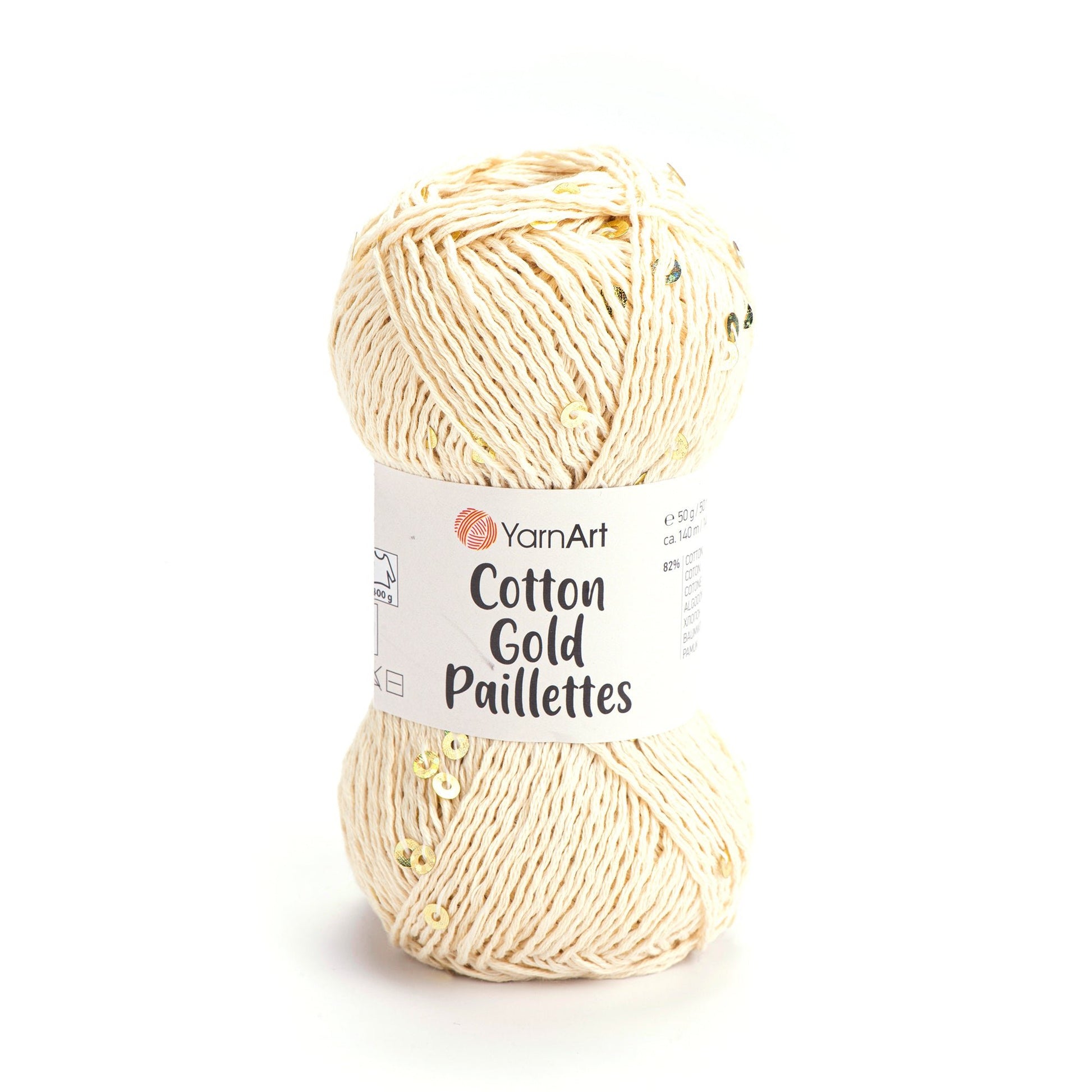 Attēls ar Dzija YarnArt Cotton Gold Paillettes ar fliteriem - 50g / 140m – pieejams Šarlotes audumi
