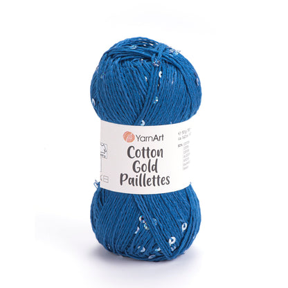 Image with YarnArt Cotton Gold Paillettes yarn with sequins - 50g / 140m – available at Šarlotes audumi
