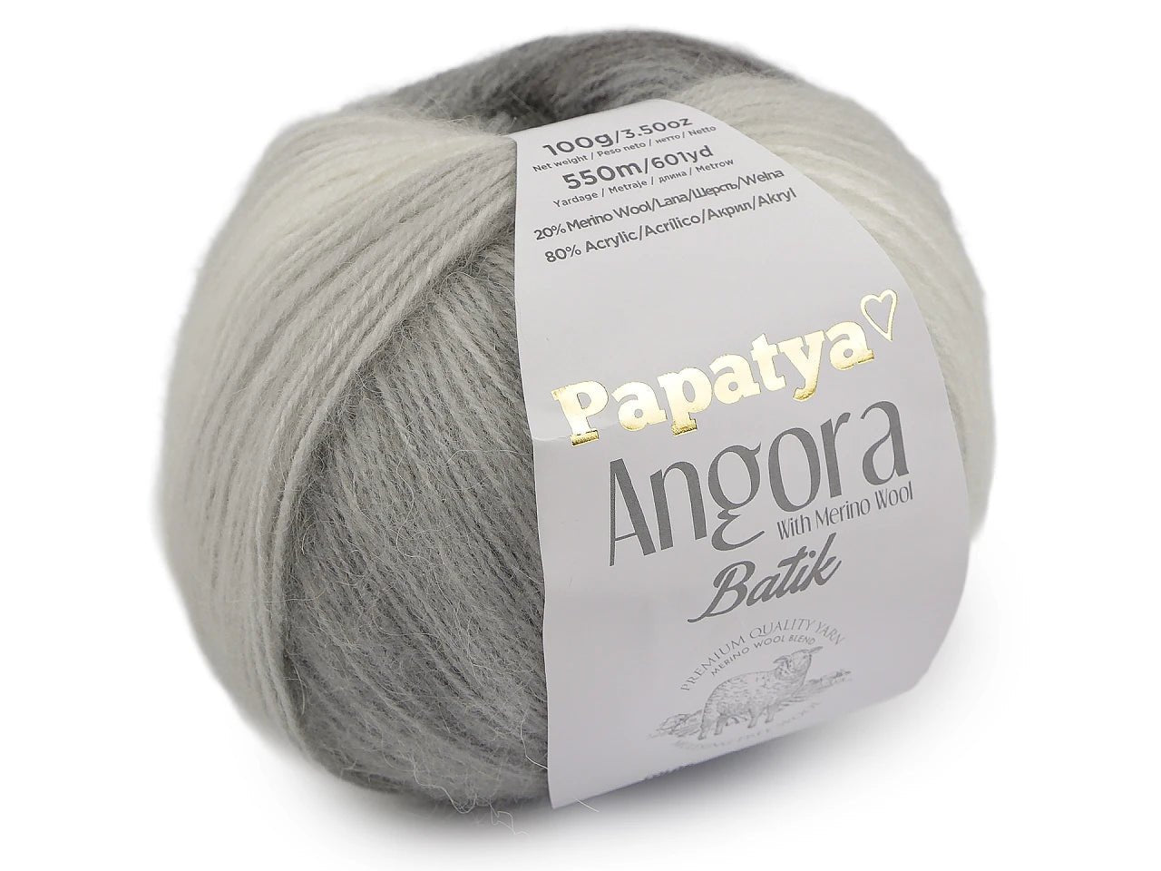 Bild mit Dzijas Papatya Angora Batik 100g / 550m – erhältlich bei Šarlotes audumi