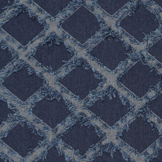 Image of denim fabric with elastane - decorative fringes 360 g/m² – available at Charlotte's Fabrics