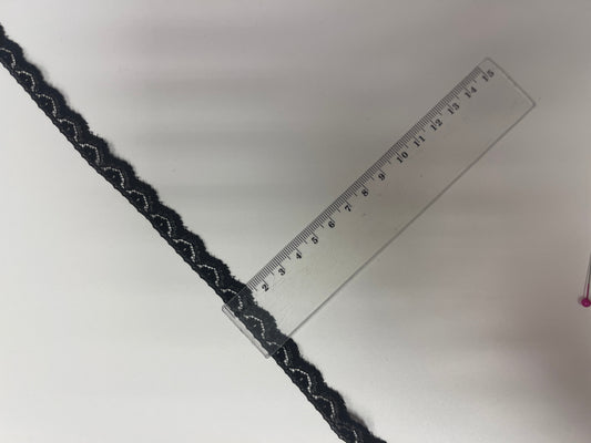 Attēls ar Elastīgā mežģīne 1,1 cm-ogļu melna – pieejams internetā Šarlotes audumi