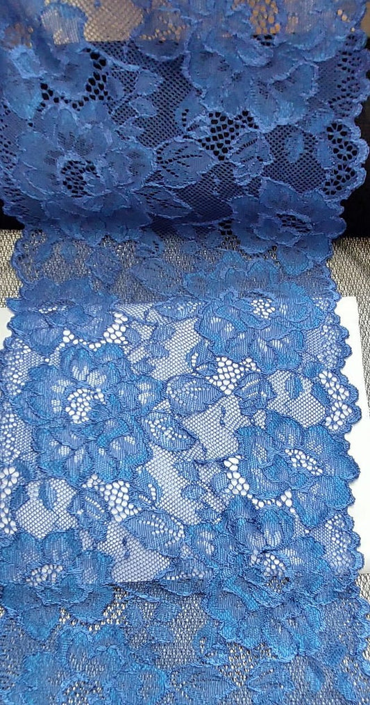 Attēls ar Elastīga mežģīne 18 cm-tumši zila – pieejams Šarlotes audumi