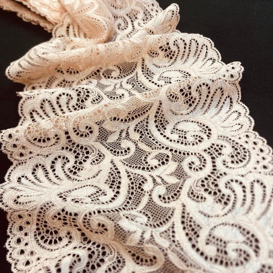 Attēls ar Elastīgā mežģīne 20 cm - latte – pieejams Šarlotes audumi