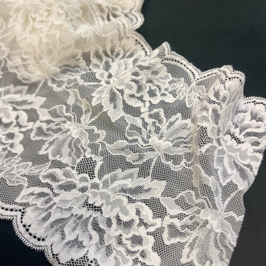 Image of elastic lace 20 cm - soft vanilla shade – available at Šarlotes audumi