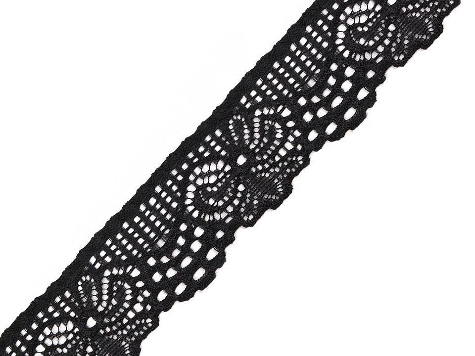 Attēls ar Elastīgā mežģīne 3 cm - melna – pieejams Šarlotes audumi