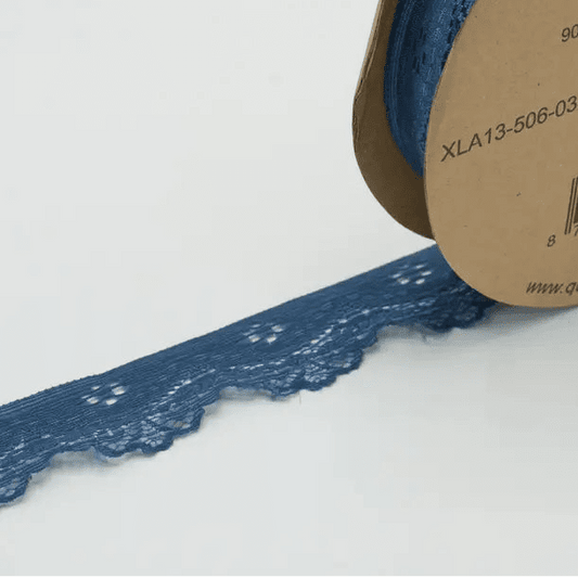 Image de dentelle élastique 3,5 cm - bleu fumé – disponible chez Šarlotes audumi