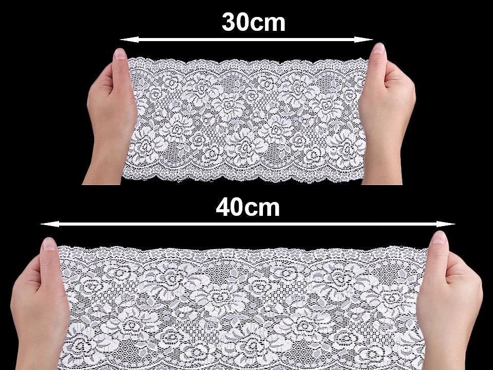 Attache avec dentelle en polyester extensible 18 cm - bleu roi – disponible chez Charlotte Fabrics