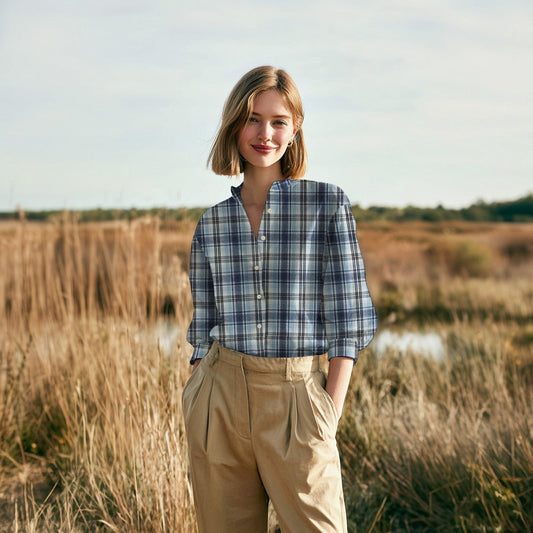 Image with flannel - light blue plaid 137 g/m² – available at Šarlotes audumi