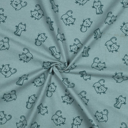 Flanelis - kaķi uz mint fona 165 g/m²