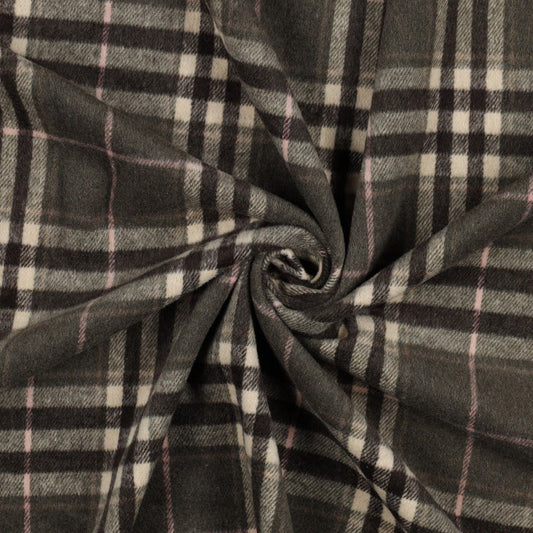 Image of grey plaid flannel – available online at Charlotte’s Fabrics