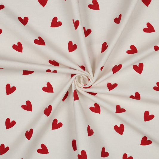 Image of flannel - red hearts 165 g/m² – available at Charlotte’s Fabrics