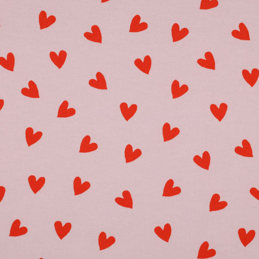 Image of flannel - red hearts on pink 165 g/m² – available at Charlotte's Fabrics