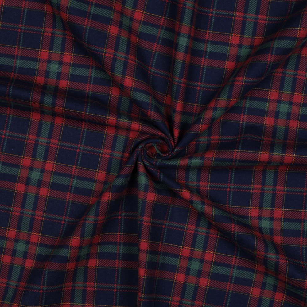 Image of Flannel - green with red plaid 165 g/m² – available at Charlotte's Fabrics