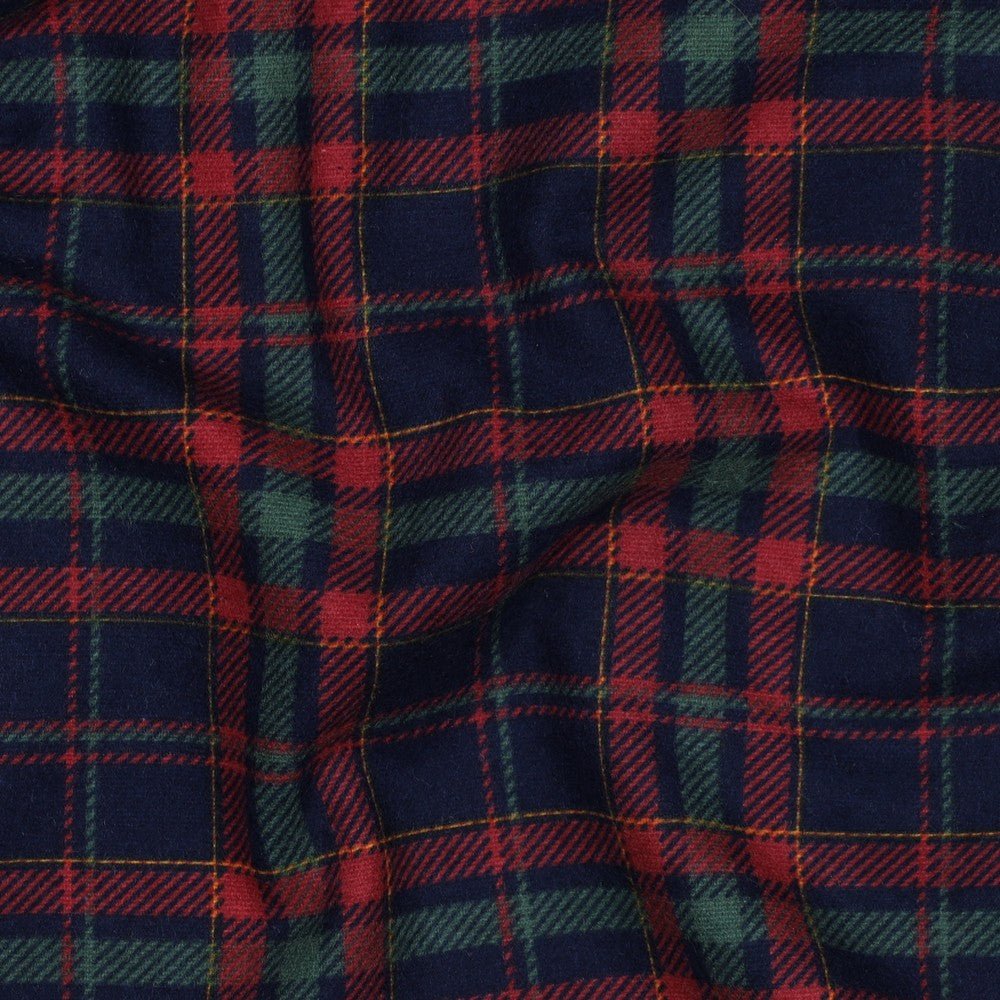 Image with Flannel - green with red plaid 165 g/m² – available at Charlotte's Fabrics