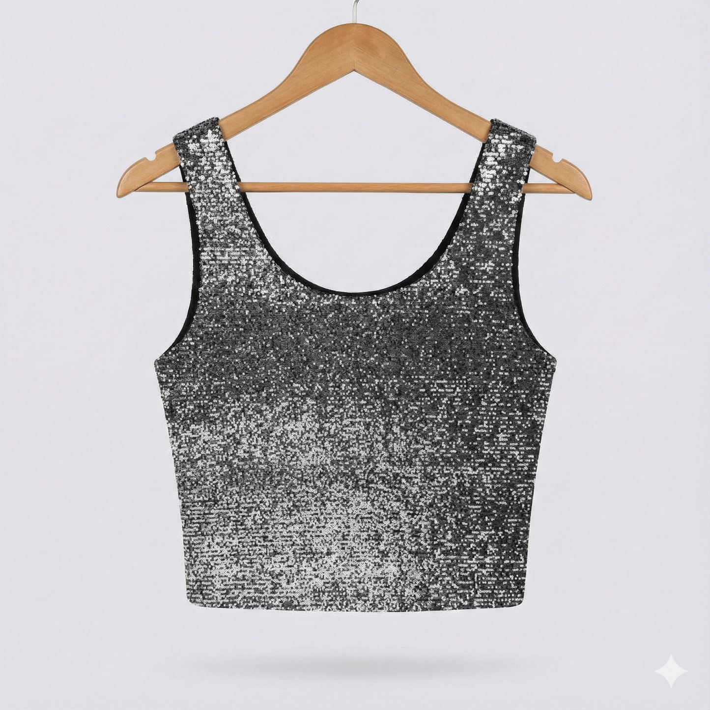 Image with sequin fabric - black silver 285 g/m² – available at Šarlotes audumi