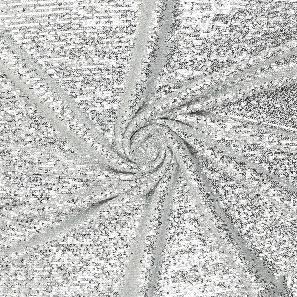 Image of sequin fabric - silver 285 g/m² – available at Šarlotes audumi