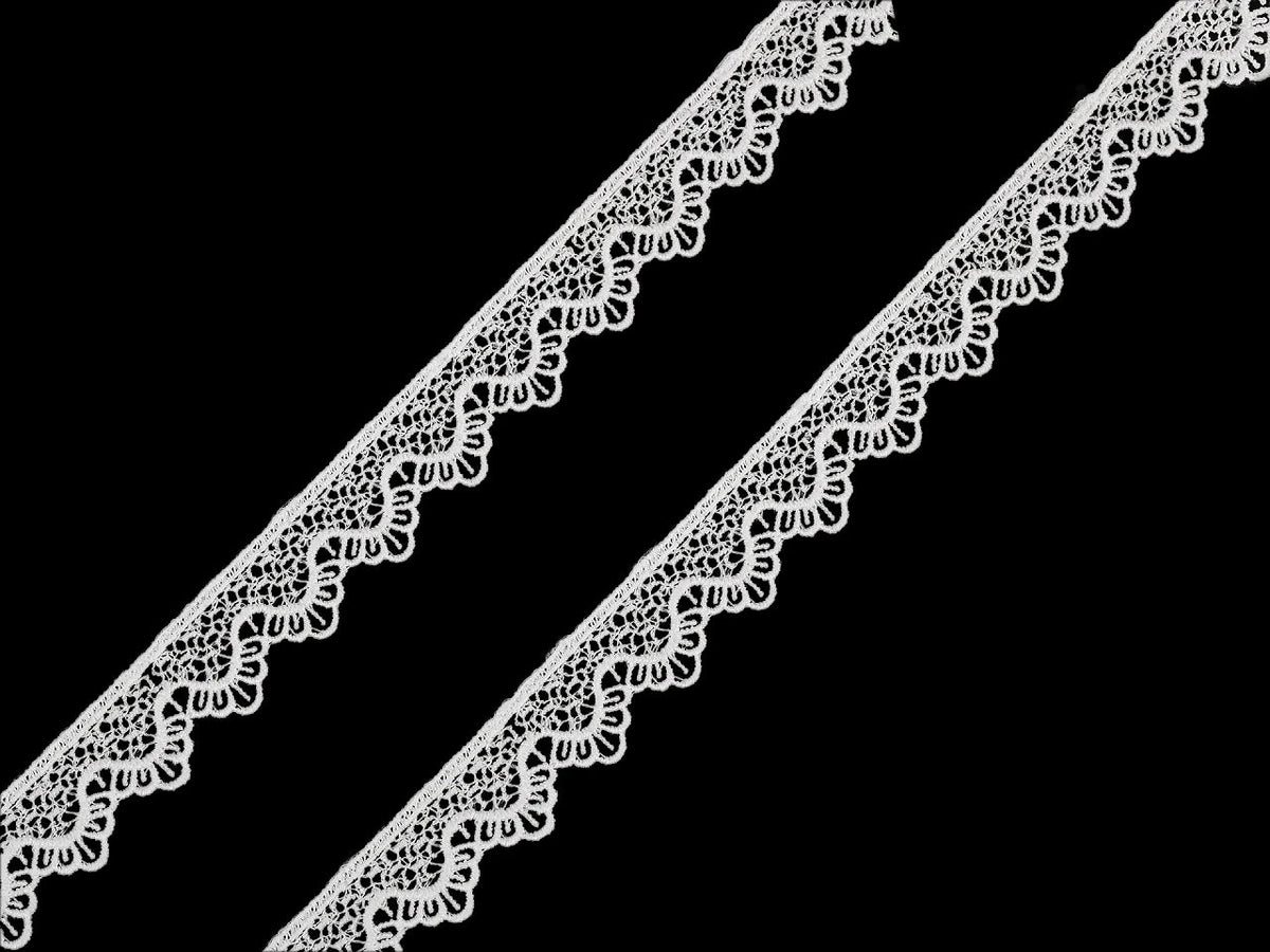 Image of guipure lace ribbon, milky white – 11 mm / 15 mm – available online at Charlotte Fabrics