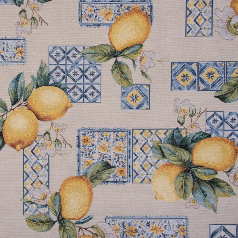 Image with tapestry - lemons 350 g/m² – available at Šarlotes audumi