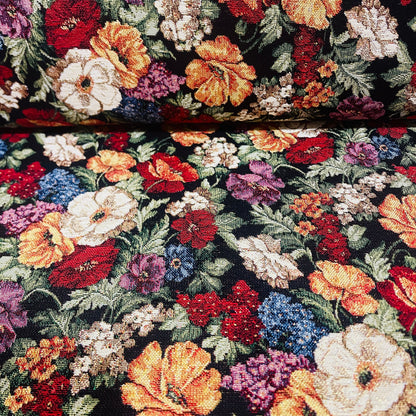 Image of tapestry - floral motif with gold accents 350 g/m² – available at Šarlotes Audumi