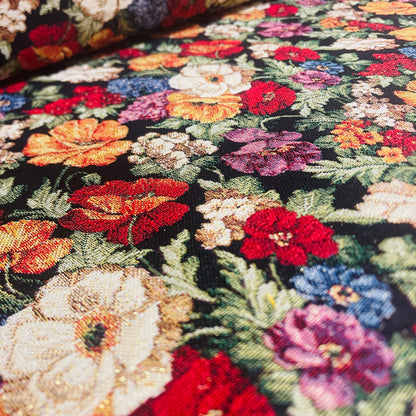 Image of a tapestry - floral motif with gold accents 350 g/m² – available at Šarlotes audumi