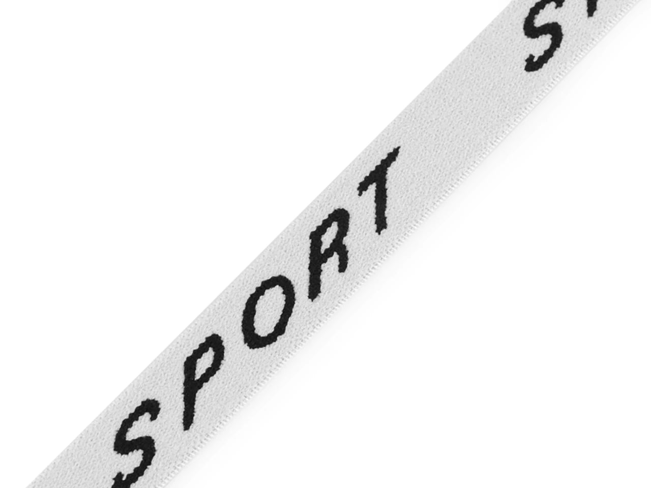 Image d'un élastique avec l'inscription SPORT - 1.5 cm - blanc – disponible chez Šarlotes audumi