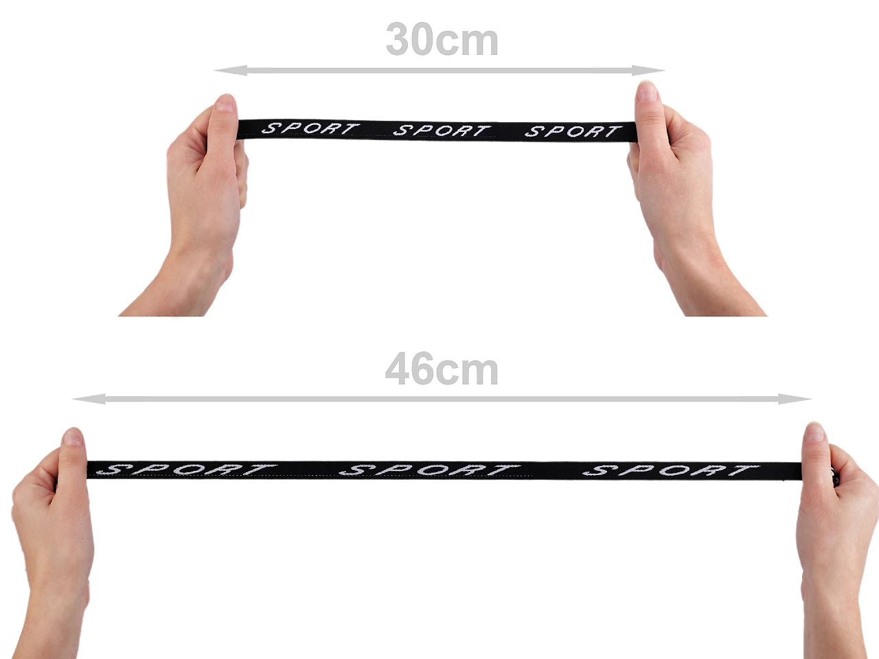Image avec élastique avec inscription SPORT - 1.5 cm - blanc – disponible chez Šarlotes audumi