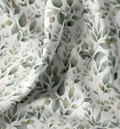 Tissu premium 100 % coton – feuilles vertes 115 g/m²