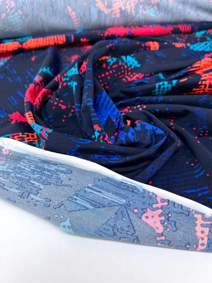 Image of Italian multicolored polyester-elastane knit fabric for sports | 210 g/m², 135 cm – available at Šarlotes audumi