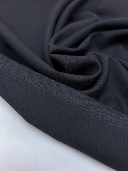 Tissu italien pour robes et chemisiers | 57 % laine | 43 % polyester | 155 g/m² | 147 cm | Bleu foncé