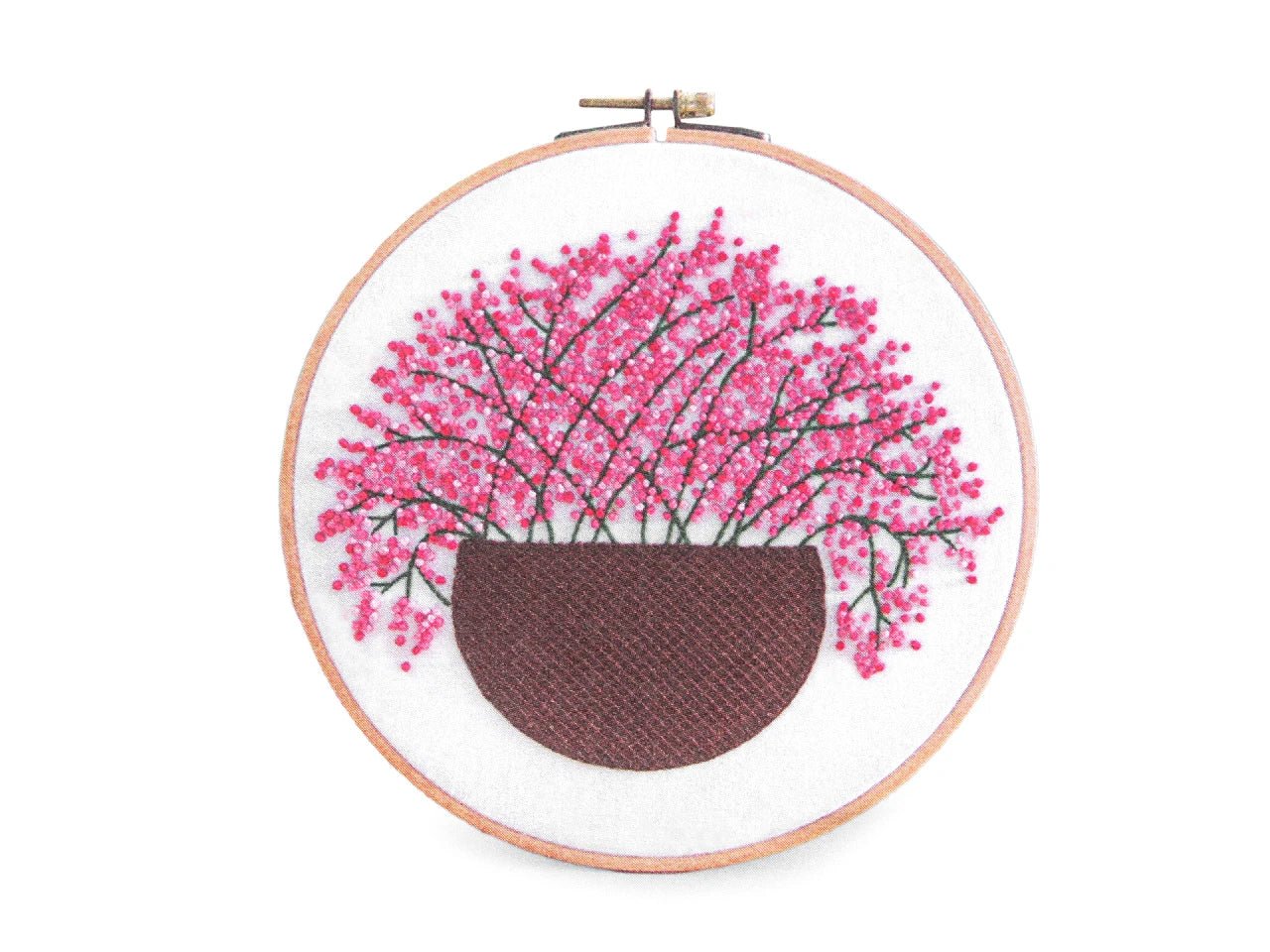 Image of an embroidery gift set with a printed motif – 15×20 cm - pink – available at Charlotte's fabrics