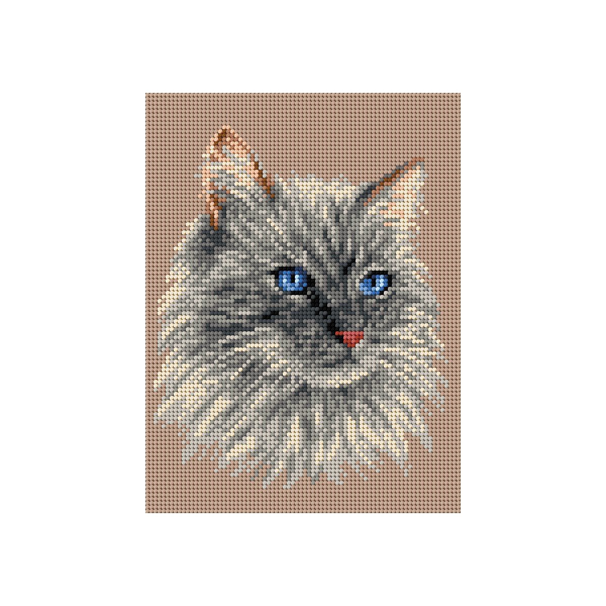 Image of printed embroidery canvas – Cat, 18 × 24 cm – available online at Šarlotes audumi
