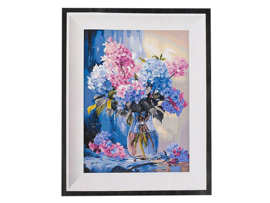 Image of Embroidery kit with printed pattern – Flowers in a Vase, 30 × 40 cm – available online at Šarlotes audumi