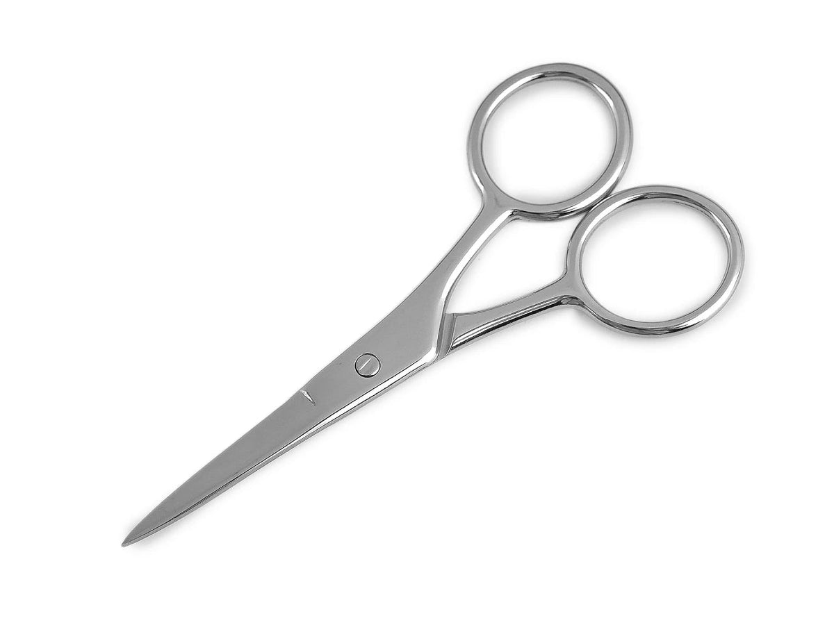 Image of 10 cm metal embroidery scissors with straight blades, available online at Šarlotes audumi