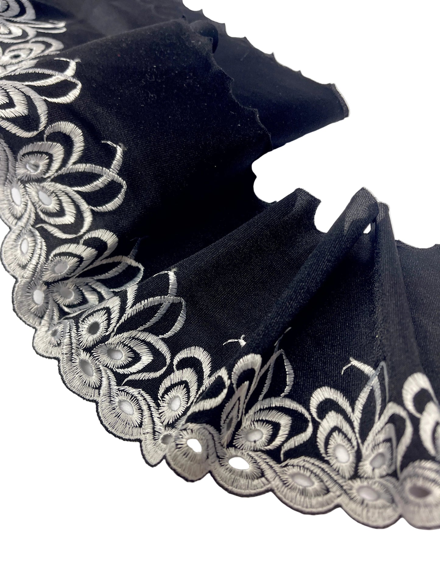 Image avec dentelle brodée 14 cm - noire et blanche – disponible chez Šarlotes audumi