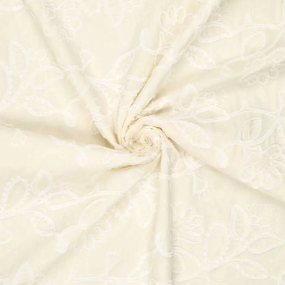 Image of embroidered cotton fabric with pattern - butter tone 145 g/m² – available at Šarlotes audumi
