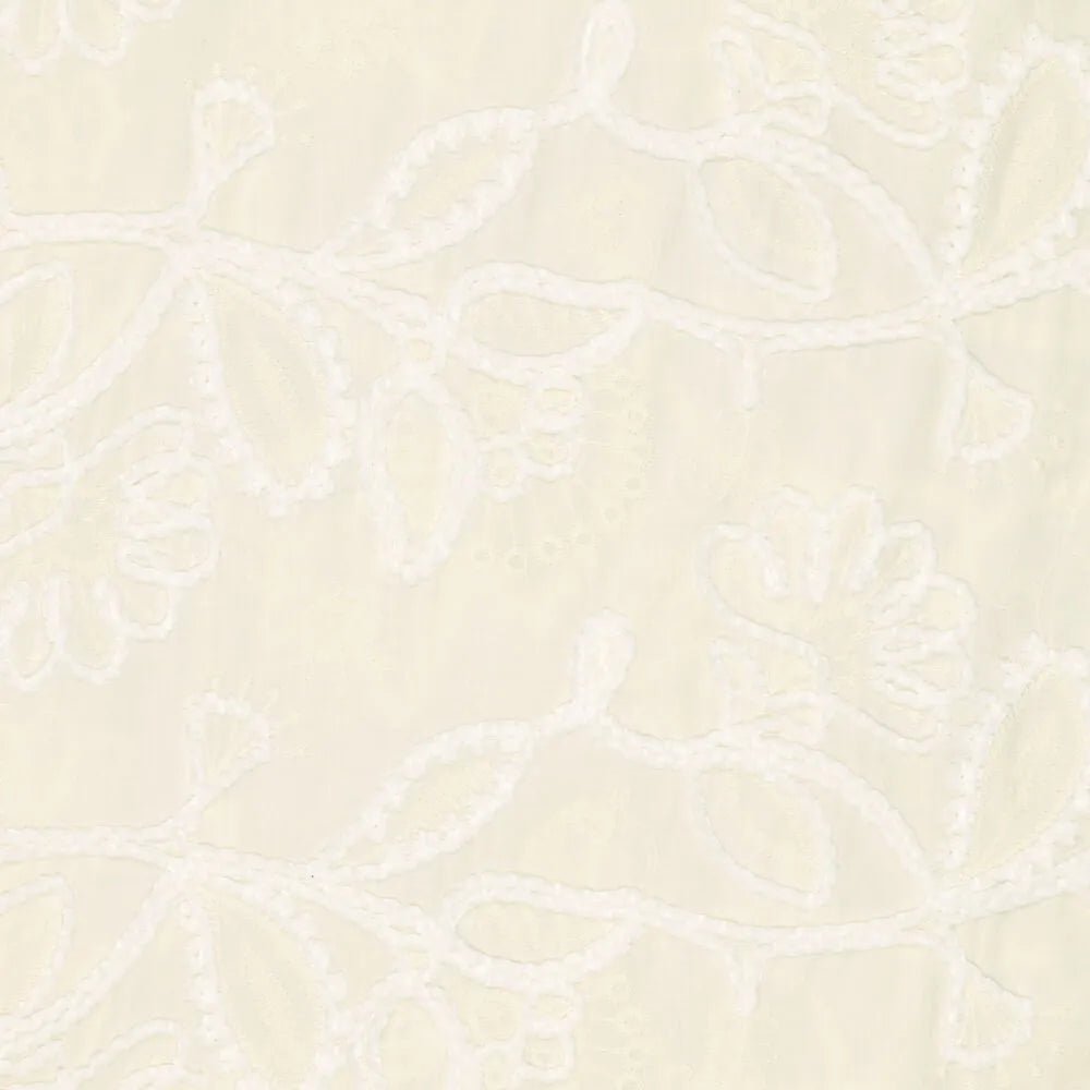 Image of embroidered cotton fabric with a pattern - butter tone 145 g/m² – available at Šarlotes audumi