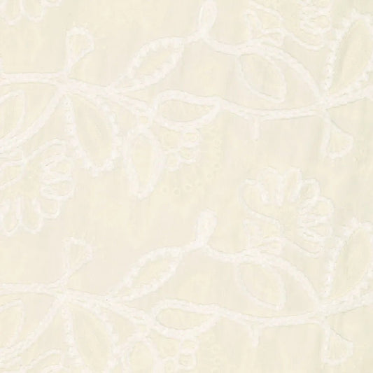 Image of embroidered cotton fabric with a pattern - butter tone 145 g/m² – available at Šarlotes audumi