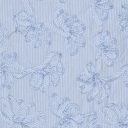 Image of embroidered cotton fabric with pattern - blue lines 140 g/m² – available at Šarlotes audumi
