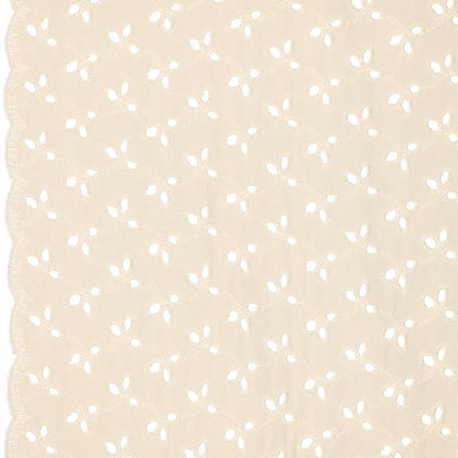 Tissu en coton brodé - broderie sur fond beige 115g/m²