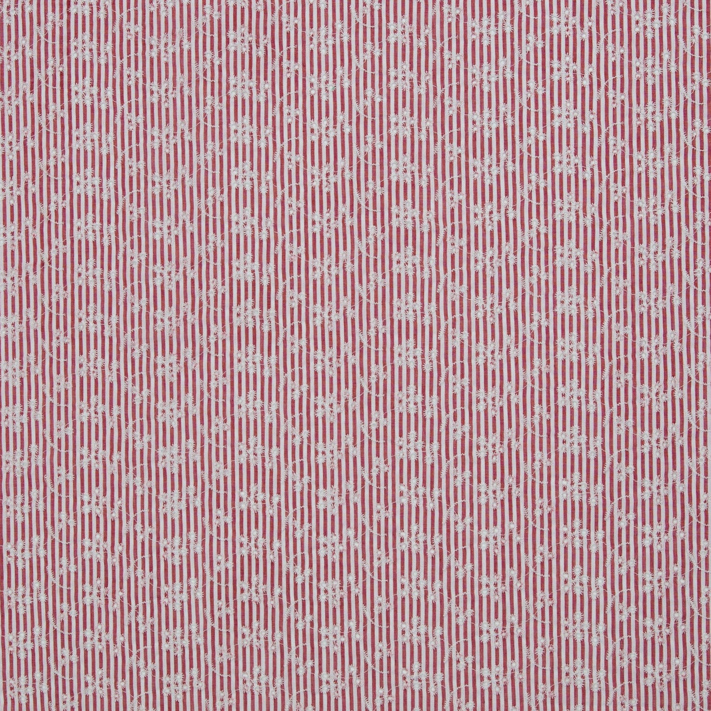 Image de tissu en coton brodé - motif fleuri à rayures 120 g/m² – disponible chez Šarlotes audumi