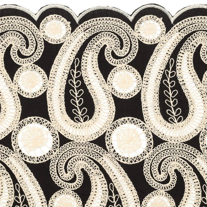 Tissu en coton brodé - fleurs sur fond noir 270 g/m²