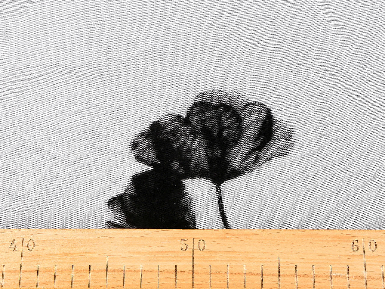 Image of embroidered tulle with ginkgo 29 g/m² – available at Charlotte’s Fabrics